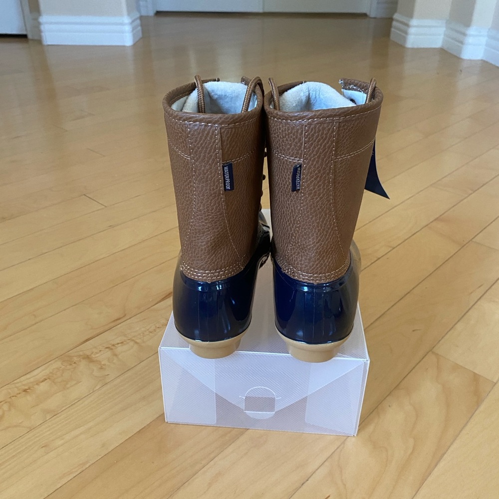 JBU by JAMBU WOMENS NAVY/TAN MAPLEWOOD WATERPROOF DUCK BOOTS SIZE 8 - Picture 5 of 9
